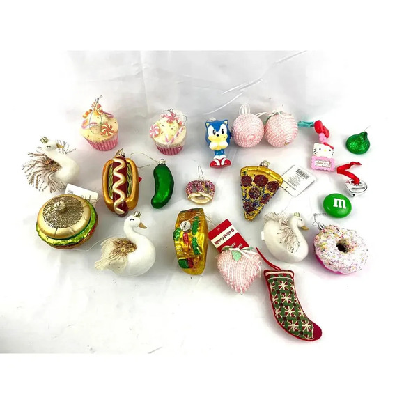 21x Holiday Ornaments Christmas Food Pizza Sonic Heart Cupcake Assorted Hanging - Picture 1 of 16